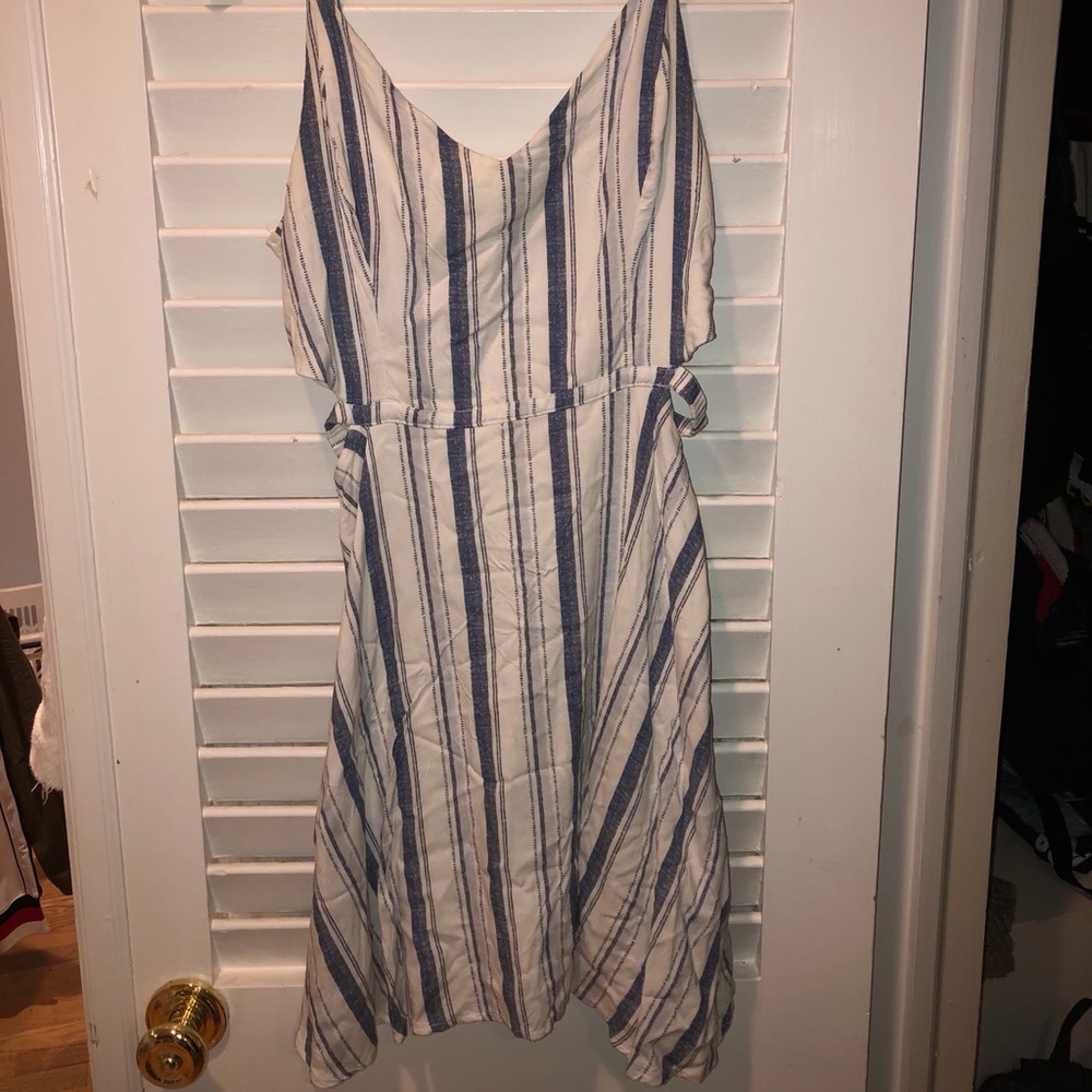 Striped cotton dress with cute cut outs